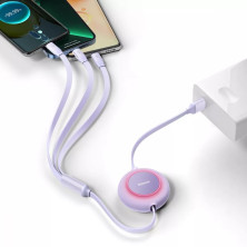 Кабель Baseus Bright Mirror 2 Series Retractable 3-in-1 Fast Charging Data Cable USB to Lightning+Type-C+MicroUSB 66W 1.1m Фіолетовий