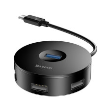 USB-хаб Baseus 5in1 Round Box HUB Adapter Type-C to USB3.0, USB2.0*3, Micro USB Сірий