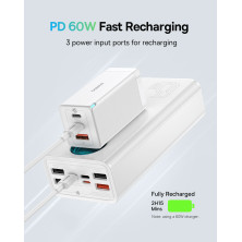 УМБ Baseus Amblight 26800mAh 65W 6A з технологією QC3.0+PD3.0 4USB+Type-C+ кабель Type-C to Type-C 100W 20V/5A 1м Білий