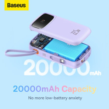 УМБ Baseus Qpow2 Dual-Cable 20000mAh 22.5W 2.4A з технологією QC3.0+PD3.0 та iP 20W+Type-C 22.5W кабелем Фіолетовий