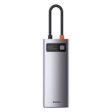 USB-хаб Baseus 6in1 Metal Gleam 6-Port Type-C HUB Adapter Type-C to USB3.0*3, Type-C(PD)*1, 4KHDMI, RJ45 Сірий