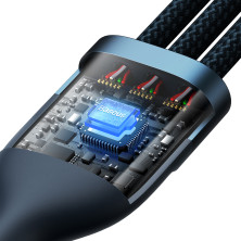 Кабель Baseus Flash Series 2 3-in-2 Fast Charging Data Cable  USB+Type-C to Lightning+Type-C+MicroUSB 100W 1.2m Синій