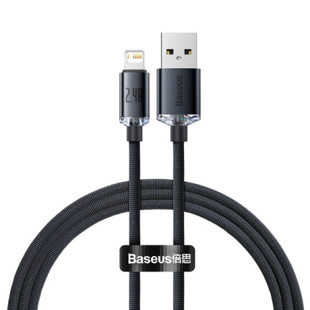 Кабель Baseus Crystal Shine Series USB to Lightning 2.4A 1.2m Чорний