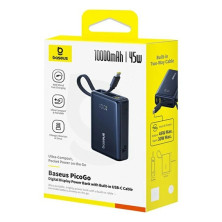 УМБ Baseus PicoGo Digital Display 10000mAh 45W 3A з технологією QC3.0+PD3.0 і Type-C кабелем 45W Чорний