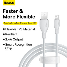 Кабель Baseus Pudding Series Fast Charging Data Cable USB to Lightning 2.4A 2m Білий