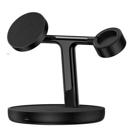 Беспроводное зарядное устройство Baseus Swan 3in1 Magnetic с функцией MagSafe и Qi 20W Черный