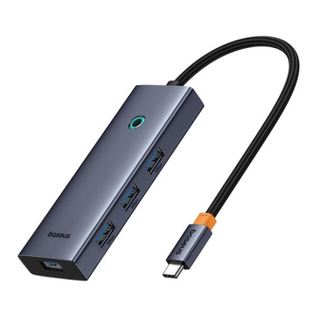 USB-хаб Baseus 5in1 UltraJoy 5-Port Type-C HUB Adapter Type-C to USB3.0*4, Type-C(PD)*1 Сірий