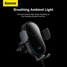 Бездротовий автомобільний зарядний пристрій Baseus LightChaser Wireless Charging Electric Car Mount з технологією Qi 15W Чорний