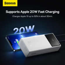 УМБ Baseus Star-Lord Digital Display 30000mAh 22.5W с технологией QC3.0+PD3.0 2USB+Type-C + Кабель USB to Type-C Белый
