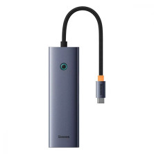 USB-хаб Baseus 6in1 UltraJoy 6-Port Type-C HUB Adapter Type-C to USB3.0*3, Type-C(PD)*1, 4KHDMI, RJ45 Сірий