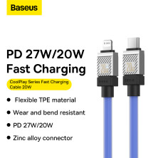 Кабель Baseus CoolPlay Series Fast Charging Data Cable Type-C to Lightning PD 20W 1m Синий