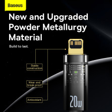 Кабель Baseus Explorer Series Auto Power-Off Fast Charging Data Cable Type-C to Lightning PD 20W 1m Черный