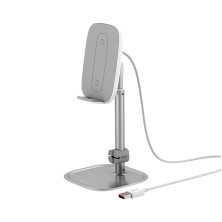 Бездротовий зарядний пристрій Baseus Literary Youth Desktop Bracket з технологією Qi 15W Сріблястий