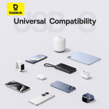 УМБ Baseus Bipow 2 with USB-C Cable 10000mAh 20W з технологією QC3.0+PD3.0 та Type-C кабелем 20W Чорний