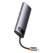USB-хаб Baseus 8in1 StarJoy 8-Port Type-C HUB Adapter Type-C to USB3.1*3, Type-C(PD)*1, 4KHDMI, RJ45,TF, SD Сірий