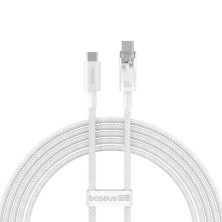 Кабель Baseus Explorer Series with Smart Temperature Control Fast Charging Data Cable Type-C to Type-C 100W 20V 5A 2m Белый