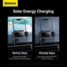 Автотримач на сонячній батареї для телефона Baseus Steel Cannon pro Solar Electric Car Mount на торпедо Чорний