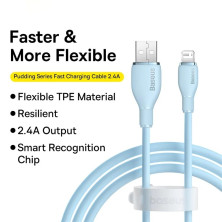 Кабель Baseus Pudding Series Fast Charging Data Cable USB to Lightning 2.4A 1.2m Голубой