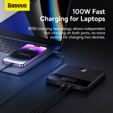 УМБ Baseus Blade Power Digital Display HD Edition 20000mAh 100W 6A з технологією QC3.0+PD3.0 + кабель Type-C to Type-C 100W 20V/5A 1м Чорний