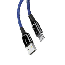 Кабель Baseus C-shaped Light Intelligent power-off Cable USB to Lightning 2.4A 1m Синій