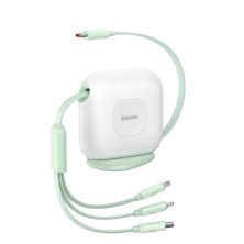 Кабель Baseus Traction Series Retractable 3-in-1 Fast Charging Data Cable Type-C to Lightning+Type-C+MicroUSB 100W 1.7m Зелений