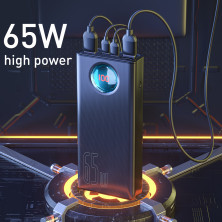УМБ Baseus Amblight 30000mAh 65W 6A з технологією QC3.0 + PD3.0 + кабель Baseus Xiaobai series Type-C to Type-C 100W 20V/5A 1м Чорний