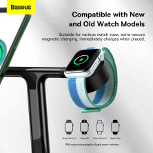 Беспроводное зарядное устройство Baseus Swan 3in1 Magnetic с функцией MagSafe и Qi 20W Черный