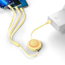 Кабель Baseus Bright Mirror 2 Series Retractable 3-in-1 Fast Charging Data Cable USB to Lightning+Type-C+MicroUSB 3.5А 1.1m Жовтий