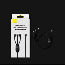 Кабель Baseus Flash Series 2 3-in-1 Fast Charging Data Cable Type-C to Lightning+Type-C+MicroUSB 100W 1.5m Чорний