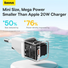 Мережевий зарядний пристрій Baseus GaN5 Fast Charger 1C PD3.0 20W Type-C 3A Білий