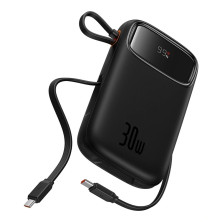 УМБ Baseus Qpow2 Dual-Cable 10000mAh 30W с технологией QC3.0+PD3.0 и 2*Type-C 30W кабелем Черный