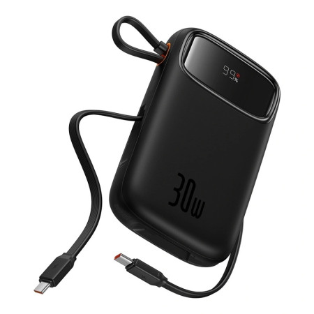УМБ Baseus Qpow2 Dual-Cable 10000mAh 30W с технологией QC3.0+PD3.0 и 2*Type-C 30W кабелем Черный