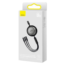 Кабель Baseus Bright Mirror 2 Series Retractable 3-in-1 Fast Charging Data Cable USB to Lightning+Type-C+MicroUSB 66W 1.1m Чорний