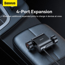 Автомобільний зарядний пристрій Baseus High Efficiency Pro 1-for-2 Car Cigarette Lighter 30W USB+Type-C + 2 Прикурювача Чорний