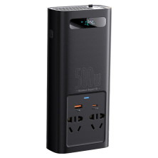 Автомобильный инвертор Baseus Super Si Inverter 500W (220V CN/EU) 2Розетки+USB+Type-C 3A с технологией QC3.0+PD3.0 Черный