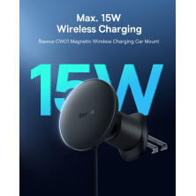Беспроводное автомобильное зарядное устройство Baseus CW01 Magnetic Wireless Charging Car Mount Claw 40W с функцией MagSafe и Qi 15W+Type-C 25W Черный