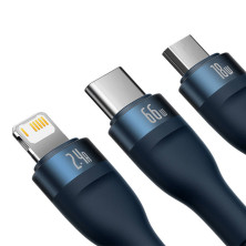Кабель Baseus Flash Series 2 3-in-1 Fast Charging Data Cable USB to Lightning+Type-C+MicroUSB 66W 1.2m Синий