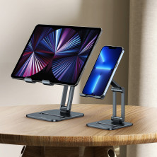 Підставка для телефону настільна Baseus Desktop Biaxial Foldable Metal Stand for Phones Сірий