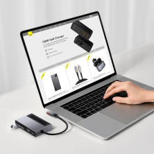 USB-хаб Baseus 6in1 Magic Multifunctional Type-C with a Retractable Clip Type-C to USB3.0, Type-C, 4KHDMI, AUX, TF, SD Сірий