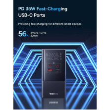 Мережевий зарядний пристрій Baseus PowerCombo Tower PowerStrip 35W 3AC+2USB+2Type-C 3A Чорний