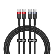 Кабель Baseus Cafule Flash Charging Data Line Cable Type-C to Type-C PD 2.0 QC 3.0 100W 20V 5A 1m Набор 2 шт Черный