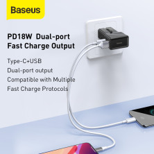 Сетевое зарядное устройство Baseus Universal Conversion PPS QC3.0+PD3.0 18W USB+Type-C 3A Универсальное Черный
