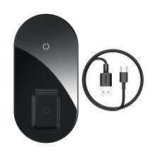 Беспроводное зарядное устройство Baseus Simple 2in1 For Phone+Pods Pro с технологией Qi 15W 2A Черный