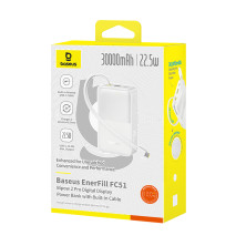 УМБ Baseus EnerFill FC51 Bipow2 Pro 30000mAh 22.5W 2.4A с технологией QC3.0+PD3.0 та Type-C кабелем 22.5W Белый