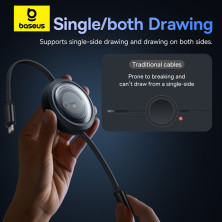 Кабель Baseus Free2Draw Retractable Crystal 3-in-1 Fast Charging Data Cable Type-C to Lightning+Type-C+MicroUSB 100W 1.1m Чорний