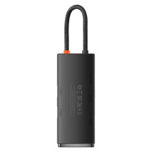 USB-хаб Baseus 6in1 Lite Series 6-Port Type-C HUB Adapter Type-C to USB3.0*2, Type-C(PD)*1, 4KHDMI, TF, SD  Черный