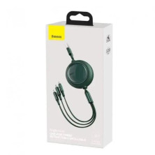 Кабель Baseus Bright Mirror Retractable 3-in-1 Fast Charging Data Cable USB to Lightning+Type-C+MicroUSB 3.5А 1.2m Зеленый