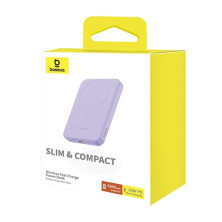 УМБ Baseus Magnetic Mini Wireless Fast Charge 2in1 5000mAh 20W 2.4A QC3.0+PD3.0 з Бездротовою зарядкою Qi 15W Фіолетовий