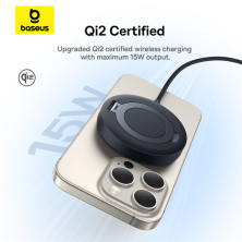 Бездротовий зарядний пристрій Baseus Simple Mini4 Magnetic з функцією MagSafe і Qi2 15W Чорний