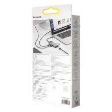 USB-хаб Baseus 6in1 Metal Gleam 6-Port Type-C HUB Adapter Type-C to USB3.0*3, Type-C(PD)*1, 4KHDMI, RJ45 Сірий